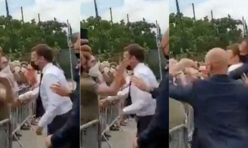 ماكرون يتلقى صفعة في اعتداء خلال رحلة داخلية